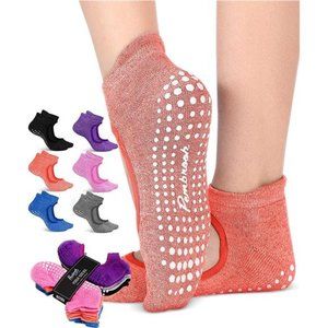 Pembrook 6 Pairs Barre Socks with Grips for Women - Non-Slip Pure Barre Socks |